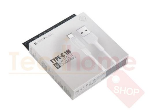 Кабель USB - Type-C, Borofone BX1, круглый, 2A, белый