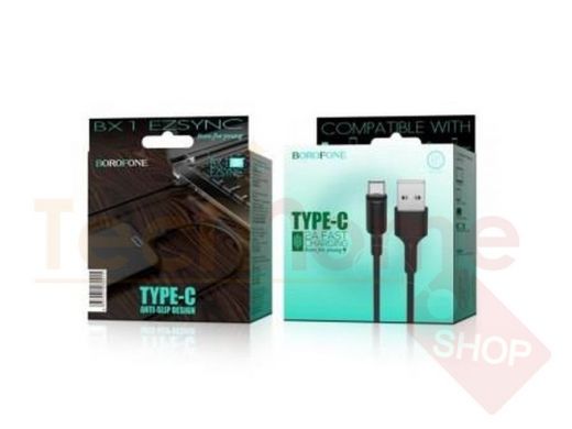 Кабель USB - Type-C, Borofone BX1, круглый, 2A, чёрный