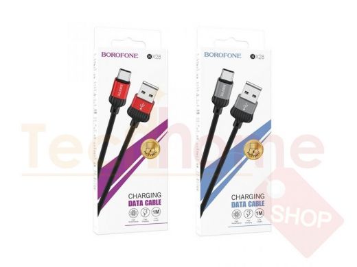 Кабель USB - Type-C, Borofone BX28, чёрно красный