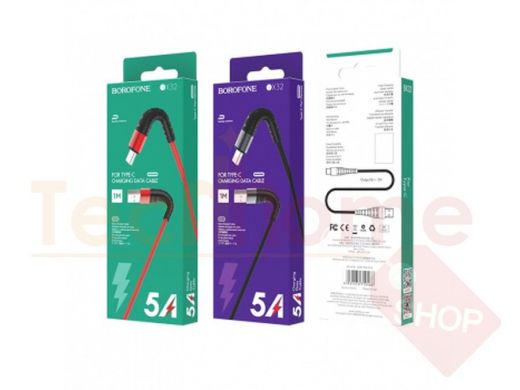 Кабель USB - Type-C, Borofone BX32, нейлон 5А, чёрный