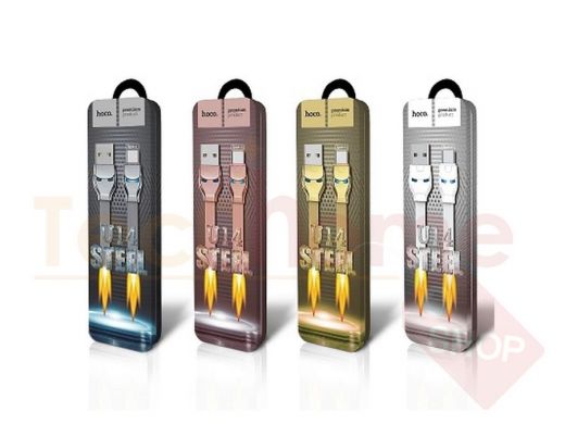 Кабель USB - Type-C, Hoco U14, 120см, 2.4A, серый