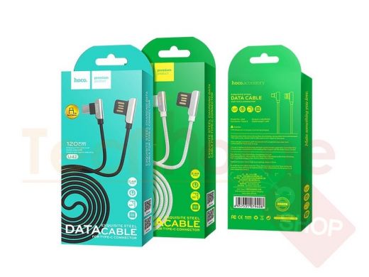 Кабель USB - Type-C, Hoco U42, угловой, 120см, 2.4A, чёрный