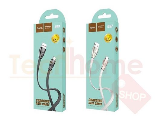 Кабель USB - Type-C, Hoco U57, плоский, 120см, 2.4A, чёрный