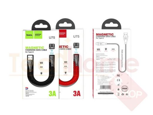 Кабель USB - Type-C, Hoco U75, магнитный, 120см, 3A, красный