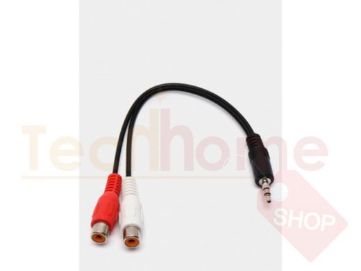 Кабель 2RCA (f) - 3.5мм (m), 25см, H-17, чёрный