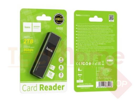 Картридер Hoco HB20 Mindful, USB3.0, чёрный