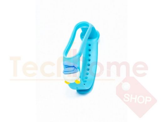 Ремешок для MI Band 5/6, силиконовый, голубой, мультяшный