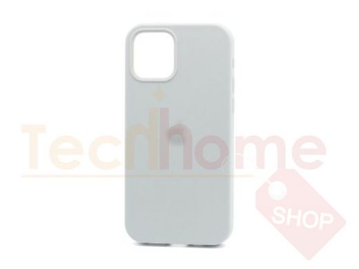 Чехол iPhone 13 mini, Silicone case, белый, защита полная, лого, 009