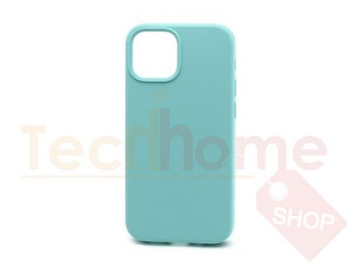 Чехол iPhone 13 mini, Silicone case, голубой светлый, защита полная, 044