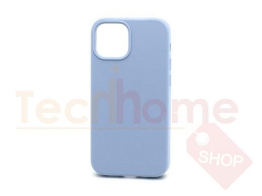 Чехол iPhone 13 mini, Silicone case, голубой, защита полная, 005