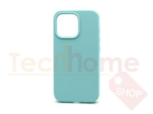 Чехол iPhone 13 mini, Silicone case, голубой, защита полная, лого, 044
