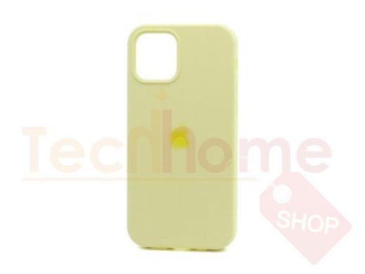 Чехол iPhone 13 mini, Silicone case, жёлтый светлый, защита полная, лого, 051