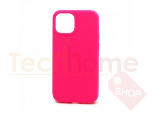 Чехол iPhone 13 mini, Silicone case, розовый яркий, защита полная, 047