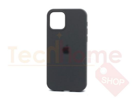Чехол iPhone 13 mini, Silicone case, серый графит, защита полная, лого, 015