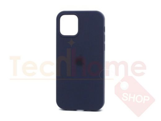 Чехол iPhone 13 mini, Silicone case, синий тёмный, защита полная, лого, 008