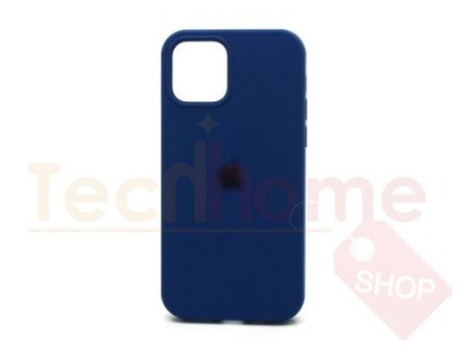 Чехол iPhone 13 mini, Silicone case, синий, защита полная, лого, 020