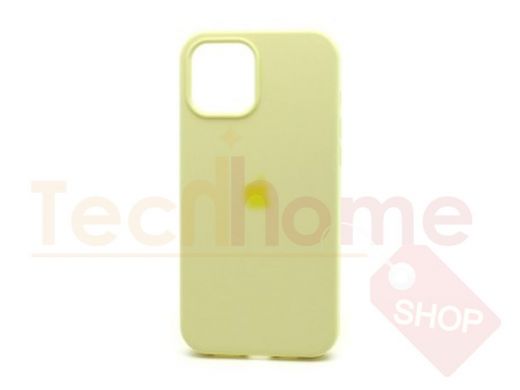Чехол iPhone 13 Pro Max, Silicone case, жёлтый светлый, защита полная, лого, 051