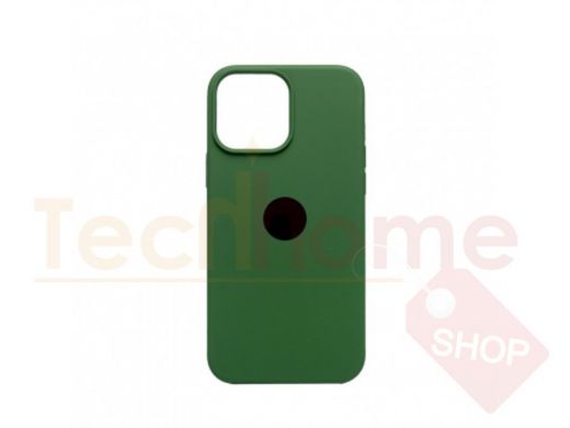 Чехол iPhone 13 Pro Max, Silicone case, зелёный хвойный, защита полная, лого