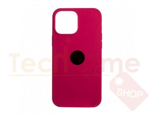 Чехол iPhone 13 Pro Max, Silicone case, красная малина, лого