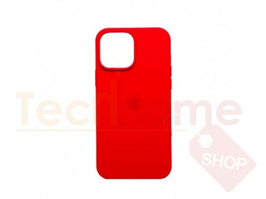 Чехол iPhone 13 Pro Max, Silicone case, красный, защита полная, лого