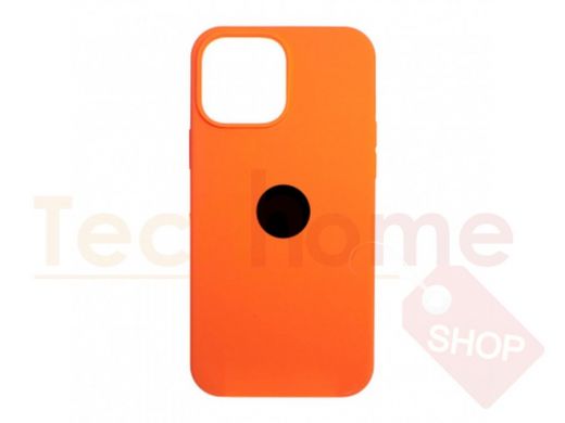 Чехол iPhone 13 Pro Max, Silicone case, оранжевый, лого