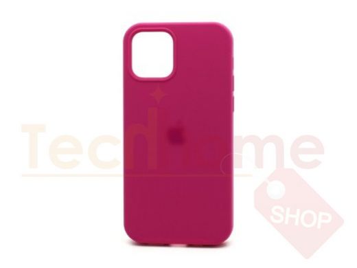 Чехол iPhone 13 Pro Max, Silicone case, розовый тёмный, защита полная, лого, 054