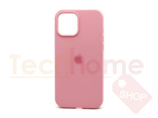 Чехол iPhone 13 Pro Max, Silicone case, розовый, защита полная, лого, 006