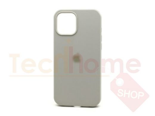 Чехол iPhone 13 Pro Max, Silicone case, серый светлый, защита полная, лого, 010