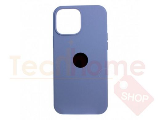 Чехол iPhone 13 Pro Max, Silicone case, сизый, лого