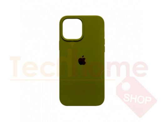 Чехол iPhone 13 Pro Max, Silicone case, хаки, защита полная, лого