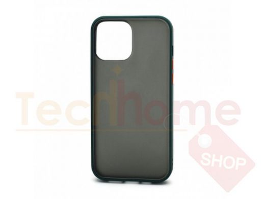 Чехол iPhone 13 Pro Max, пластик, силикон, Shockproof, зелёно-оранжевый