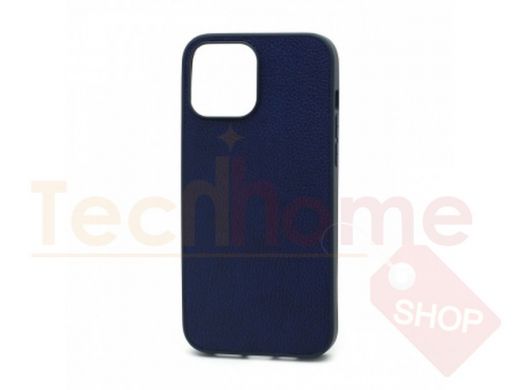 Чехол iPhone 13 Pro Max, под кожу, Leather Cover, синий