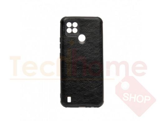 Чехол Realme C21, силикон, под кожу, чёрный