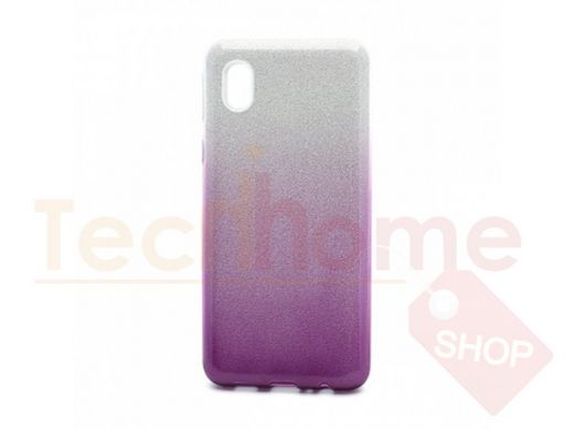 Чехол Samsung A01 Core /M01 Core, силикон, мерцающий, Fashion, серебро с фиолетовым