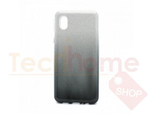 Чехол Samsung A01 Core /M01 Core, силикон, мерцающий, Fashion, серебро с чёрным