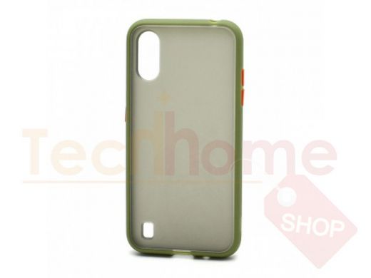 Чехол Samsung A01/A015, пластик, силикон, Shockproof, хаки-оранжевый