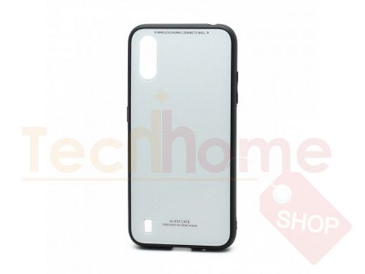 Чехол Samsung A01/A015, пластик, стеклянная вставка, белый