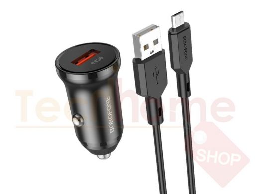 BOROFONE BZ18 Черный ЗУ авто USB + кабель Micro USB (QC3.0, 3000mA)