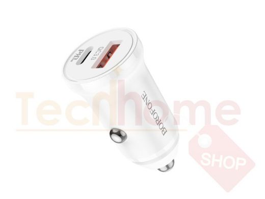 BOROFONE BZ18A Белый ЗУ авто USB (PD20W+QC3.0, 3000mA)