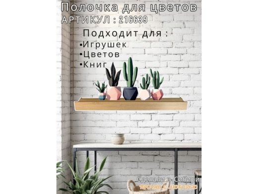 Настенная полка с бортиком для цветов 