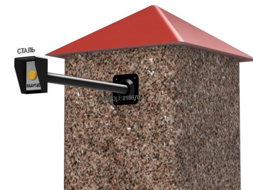 Стальной защитный козырек для кнопок выхода с вылетом от стены 50см 