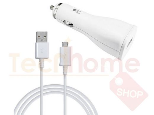 ЗУ в прикуриватель на 2 гнезда USB + кабель microUSB TDS TS-CAU04 (AV-346) (2000mA,5V) 5V / 2A