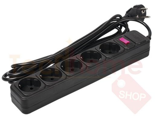 Сетевой фильтр ФAZA FOP-05GS-300 (5р,3м)  сечение кабеля 3х0,75 мм, 2200W, защита от перегрузки