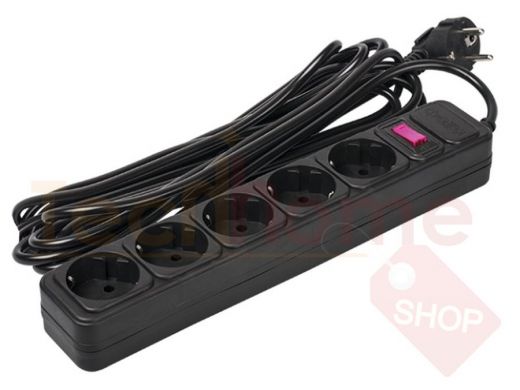 Сетевой фильтр ФAZA FOP-05GS-500 (5р,5м)  сечение кабеля 3х0,75 мм, 2200W, защита от перегрузки
