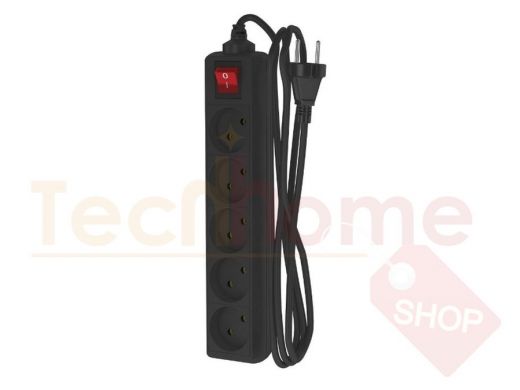 Сетевой удлинитель  ФОТОН 10-25S 5р 2м, 10А ,б/з, выключатель (черный)