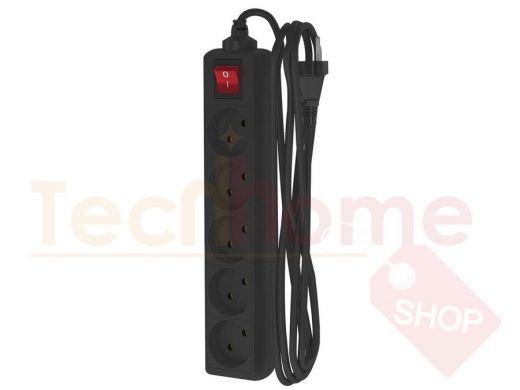 Сетевой удлинитель  ФОТОН 10-55S 5р 5м, 10А ,б/з,выключатель (черный)