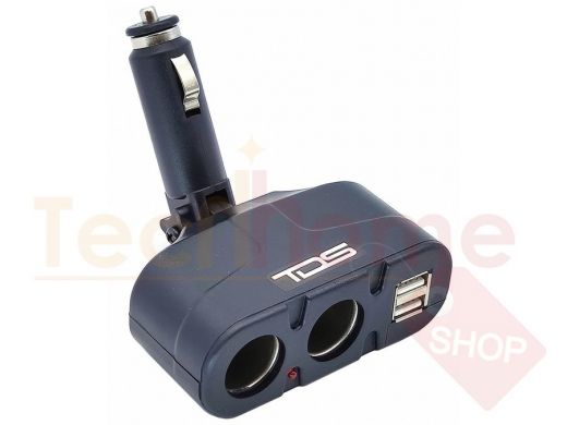 Разветвитель авто Орбита AV-303 (2+2*USB) в прикуриватель
