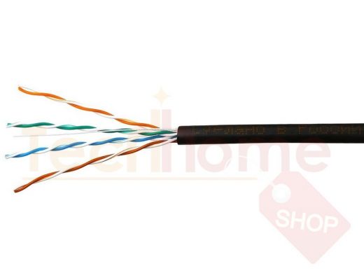 Кабель SkyNet Light UTP outdoor 4x2x0,46, медный, FLUKE TEST, кат.5e, однож., 100 м, box, черный CSL