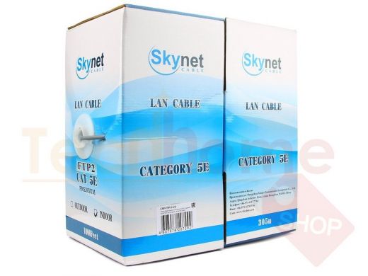 Кабель SkyNet Standart FTP indoor 2x2x0,48, медный, FLUKE TEST, кат.5e, однож., 305 м, box, серый CS
