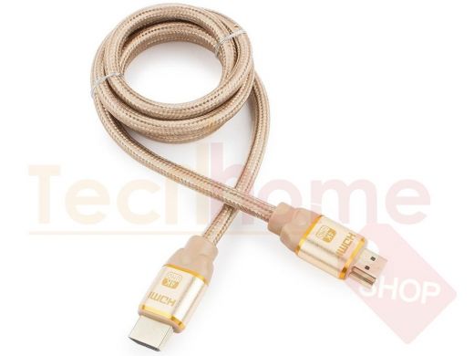 Шнур  HDMI / HDMI  1 м  Cablexpert, серия Gold, v1.4, M/M, золотой, позол.разъемы,алюминиевый кор